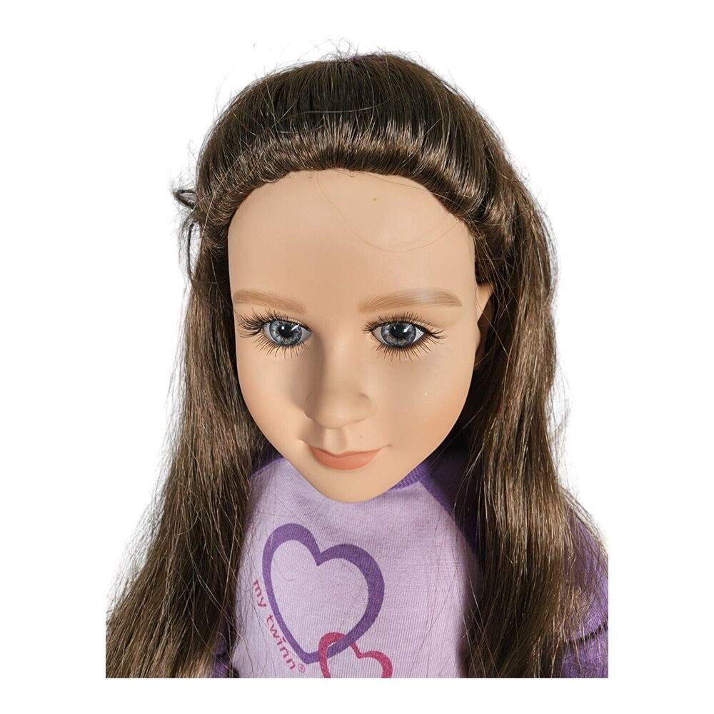My Twinn 24" Doll 2002 Wearing PJs Poseable Long Dark Brown Hair Blue Eyes - Picture 3 of 16